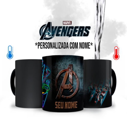 Caneca Mágica Avengers Vingadores Personalizada com nome