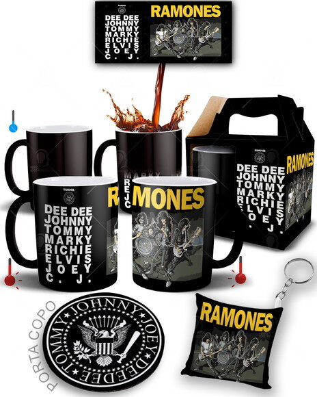 Caneca Mágica Banda de Rock Ramones com Nome