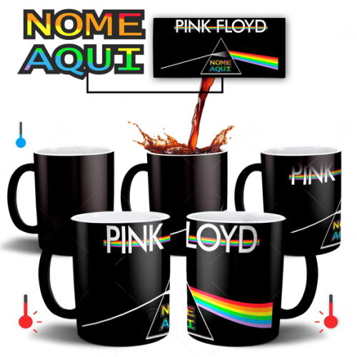 Caneca Mágica Banda Rock Pink Floyd Personalize com seu Nome