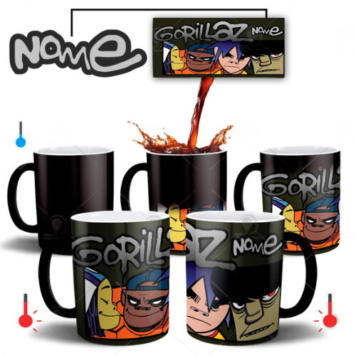 Caneca Mágica Banda Rock Gorillaz Personalize com seu Nome