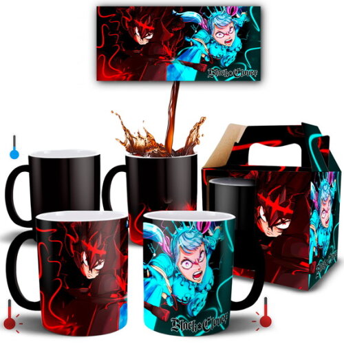 Caneca Mágica Black Clover Asta e Noelle + Caixinha