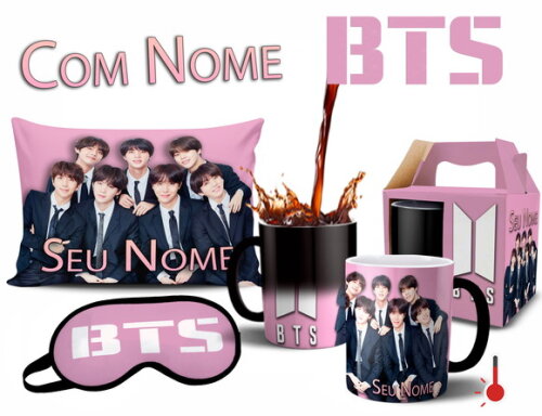 Caneca Mágica Bts + Kit personalizado com Nome