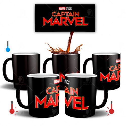 Caneca Mágica Capitã Marvel Vingadores + Caixinha - Mod 002