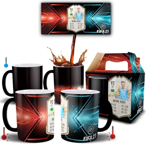 Caneca Mágica Card Fifa Personalize do seu Jeito + Caixinha