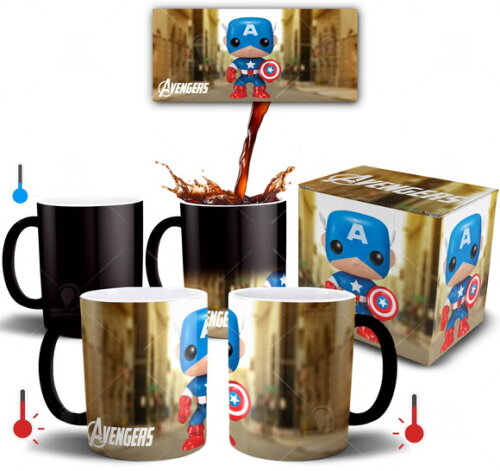 Caneca Mágica Capitão América Vingadores Funko + Caixinha