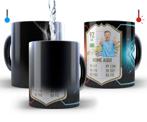 Caneca Mágica Card Fifa Personalize do seu Jeito + Caixinha