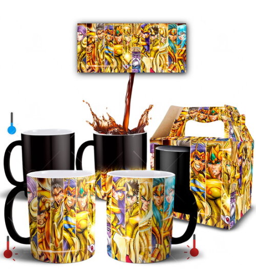 Caneca Mágica Cavaleiros de Ouro Cavaleiros do Zodíaco