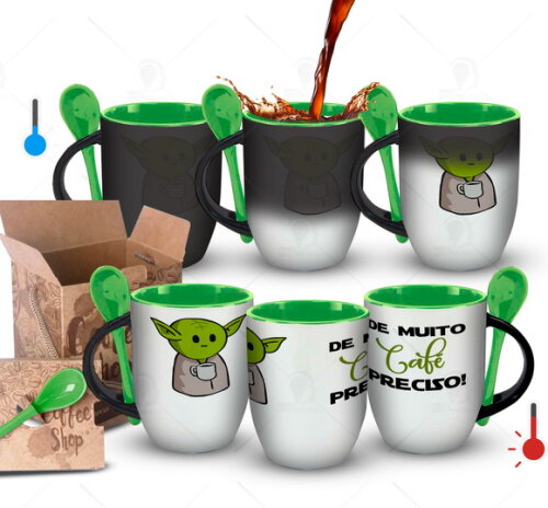 Caneca Mágica com colher Star Wars + caixinha