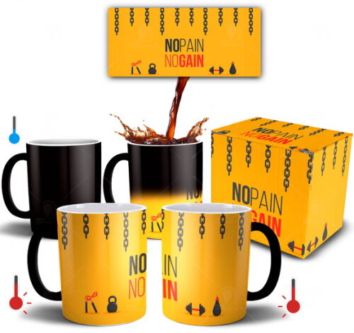 Caneca Mágica Crossfit no pain no gain Academia + Caixinha