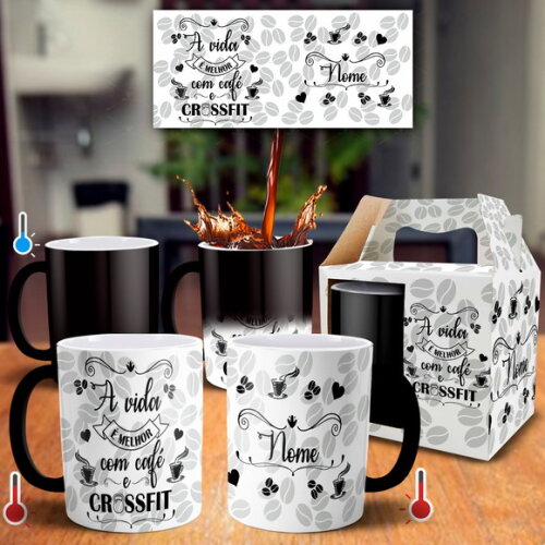 Caneca Mágica Crossfit com Café com nome + Caixinha