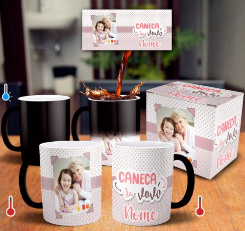 Caneca Mágica da Vovó Dia dos Avós com Foto + Caixa