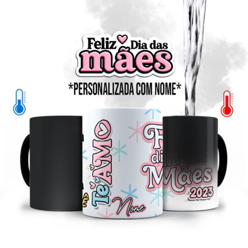 Caneca Mágica Dia das Mães Frases com Nome Personalizado