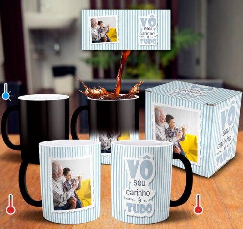 Caneca Mágica Dia dos Avós Vô Seu Carinho com Foto + Caixa