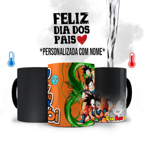 Caneca Mágica Dia dos Pais Goku Dragon Ball com Nome