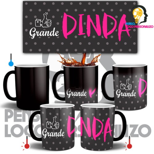 Caneca Mágica Dinda Madrinha de Batizado + Caixinha Mod 002