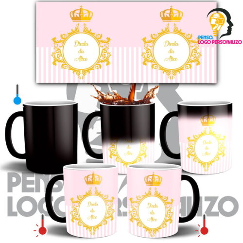 Caneca Mágica Dinda Madrinha de Batizado + Caixinha Mod 005