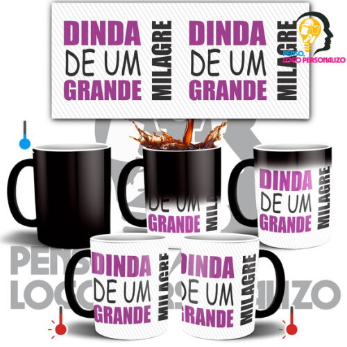 Caneca Mágica Dinda Madrinha de Batizado + Caixinha Mod 003