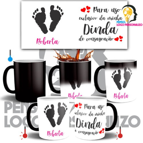 Caneca Mágica Dinda Uso exclusivo Madrinha + Caixinha