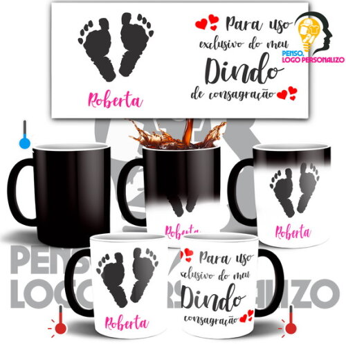 Caneca Mágica Dindo Uso exclusivo Padrinho + Caixinha