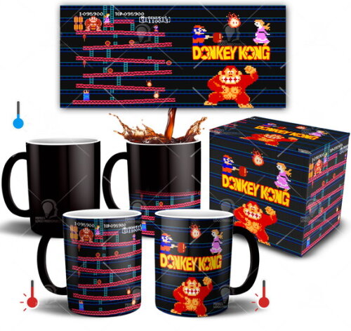 Caneca Mágica Donkey Kong Jogo Game + Caixinha presente