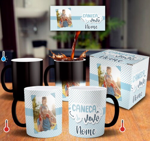 Caneca Mágica do Vovô Dia dos Avós com Foto + Caixa