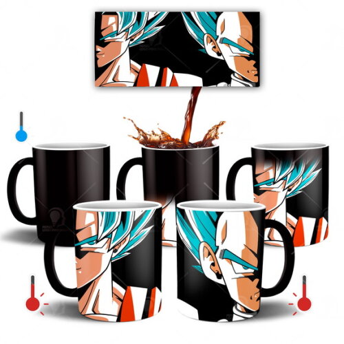 Caneca Mágica Dragon Ball Super Goku e Vegeta Blue Mod 002