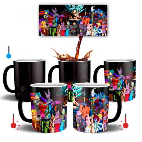 Caneca Mágica Dragon Ball Super Goku Vegeta Bills e cia