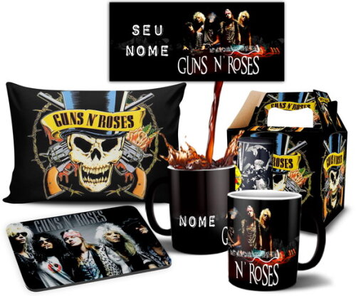 Caneca Mágica E Almofada Banda Rock Guns N' Roses com Nome