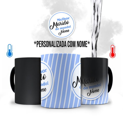 Caneca Mágica e Almofada Melhor Marido do Mundo com Nome