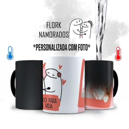 Caneca Mágica e Almofada Namorados Flork com Foto
