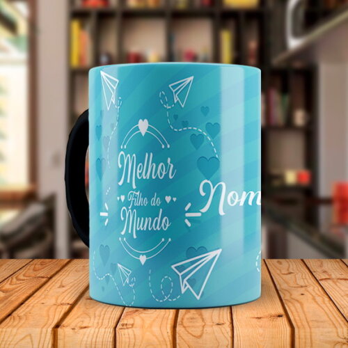 Caneca Mágica e Almofada Personalizada Melhor Filho do Mundo