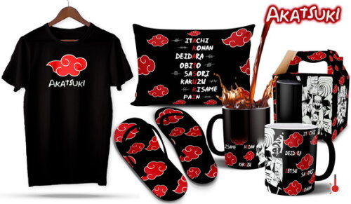 Caneca Mágica e Camiseta + Kit Akatsuki Naruto - Mod 001