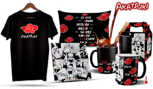 Caneca Mágica e Camiseta + Kit Akatsuki Naruto - Mod 002