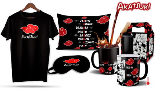 Caneca Mágica e Camiseta + Kit Akatsuki Naruto - Mod 004