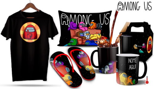 Caneca Mágica e Camiseta + Kit Among Us - Mod 001