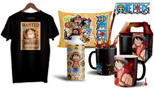 Caneca Mágica e Camiseta + Kit One Piece Personalizado - M02