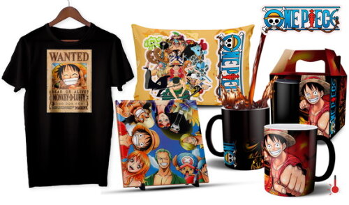 Caneca Mágica e Camiseta + Kit One Piece Personalizado - M01
