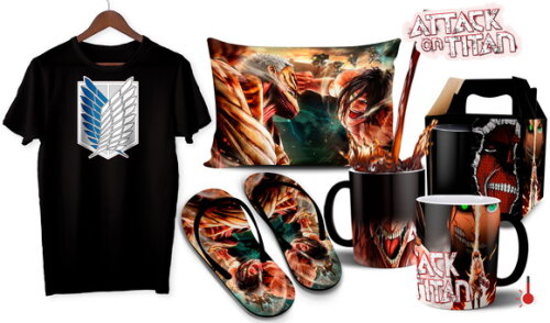 Caneca Mágica e Camiseta + Kit Shingeki no Kyojin - Mod03