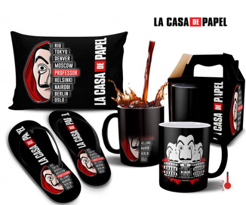 Caneca Mágica e Chinelo + Kit Série La Casa de Papel - M001