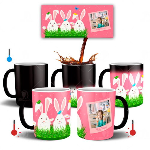 Caneca Mágica Feliz dia da Páscoa com Foto