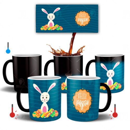 Caneca Mágica Feliz dia da Páscoa Mod 006