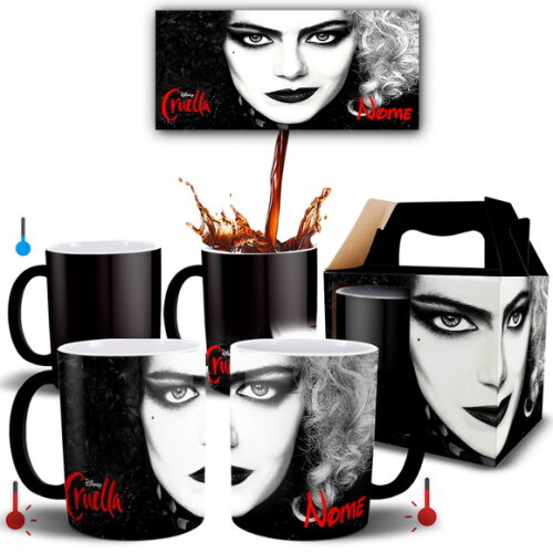 Caneca Mágica Filme Cruella com Nome + Caixinha- Mod 001