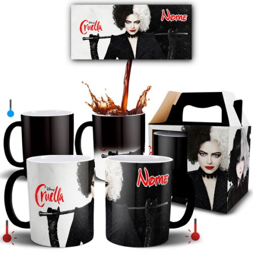 Caneca Mágica Filme Cruella com Nome + Caixinha- Mod 003