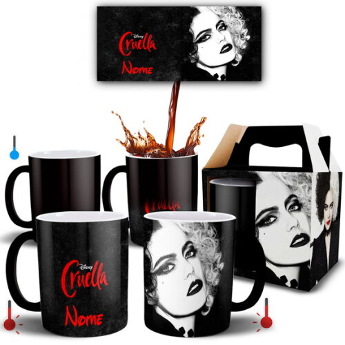Caneca Mágica Filme Cruella com Nome + Caixinha- Mod 004
