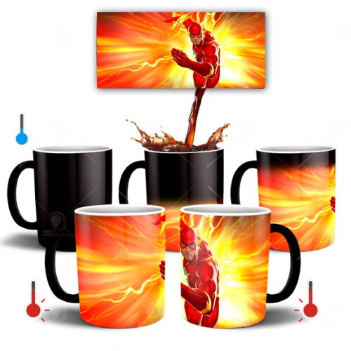 Caneca Mágica Flash Liga da Justiça + Caixinha - Mod 001