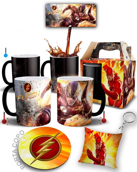 Caneca Mágica Flash Dc Comics + Kit Personalizado