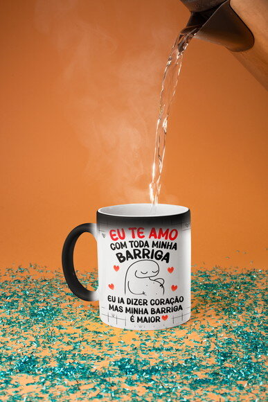 Caneca Mágica Flork Namorados Barriguinha com Nome