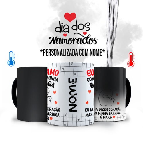 Caneca Mágica Flork Namorados Barriguinha com Nome