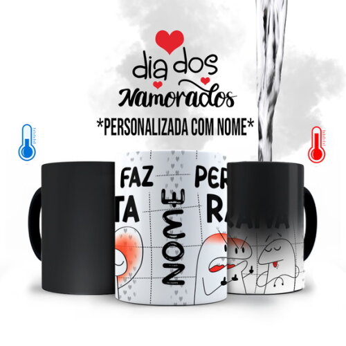 Caneca Mágica Flork Namorados Longe Faz Falta com Nome
