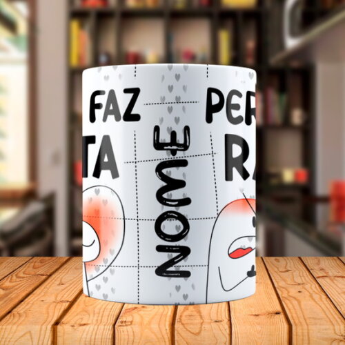 Caneca Mágica Flork Namorados Longe Faz Falta com Nome